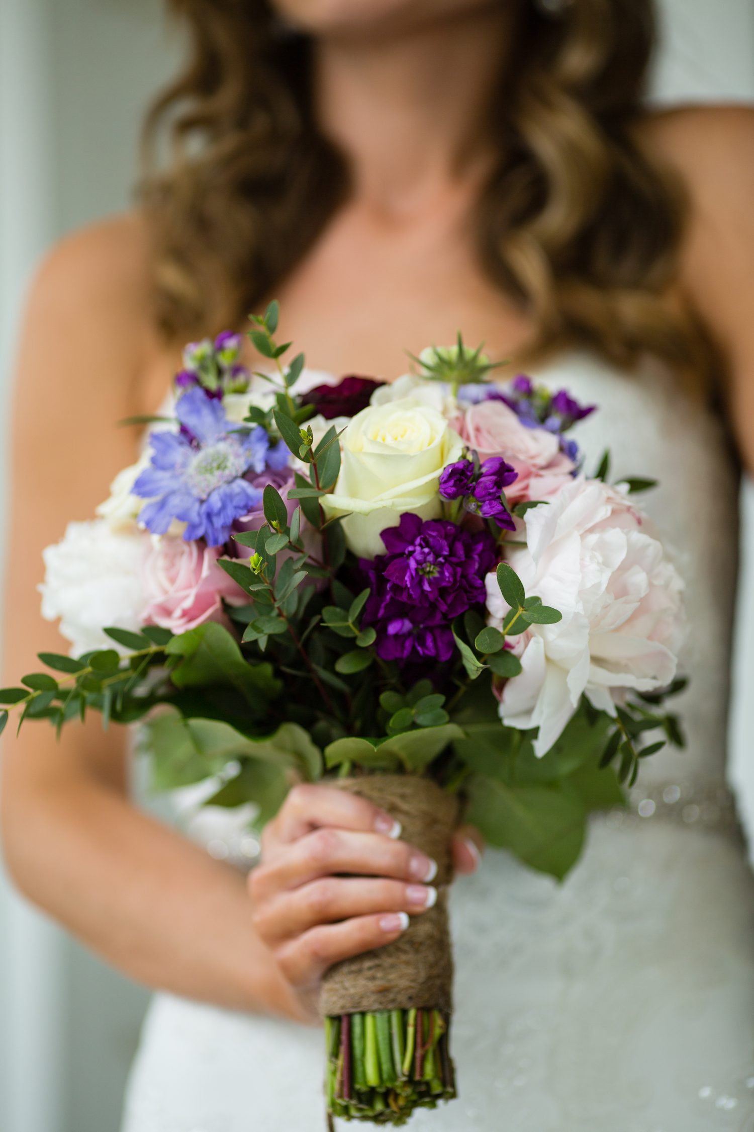 Purple Snapdragon and Burgundy Ranunculus with soft pink Peony. Pamela Lepold Photography.