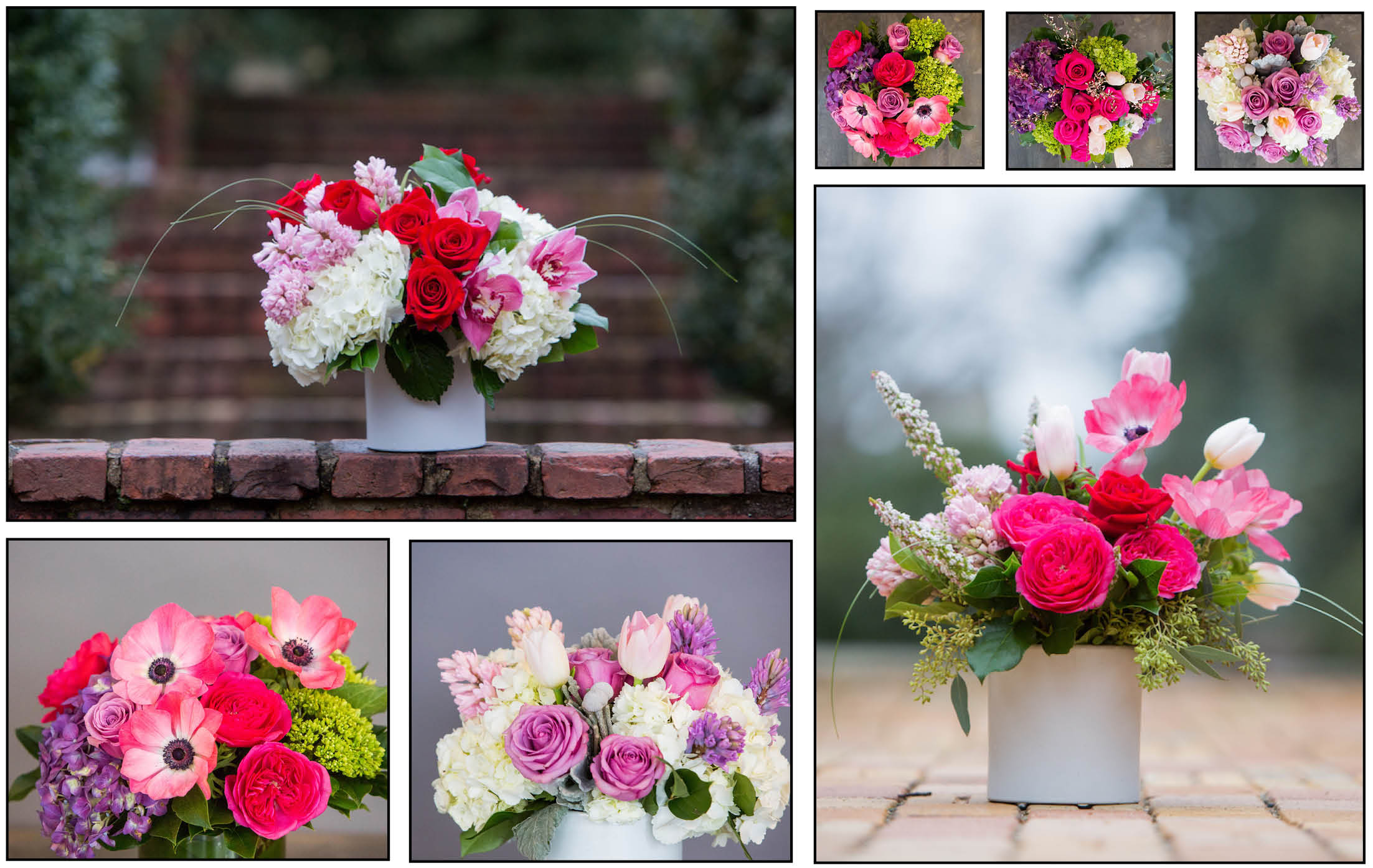 The pinks: Beloved (again -- top, left), Pink-For-Me (bottom, right) Darling, (bottom, middle) and Honey-Do (bottom, left).