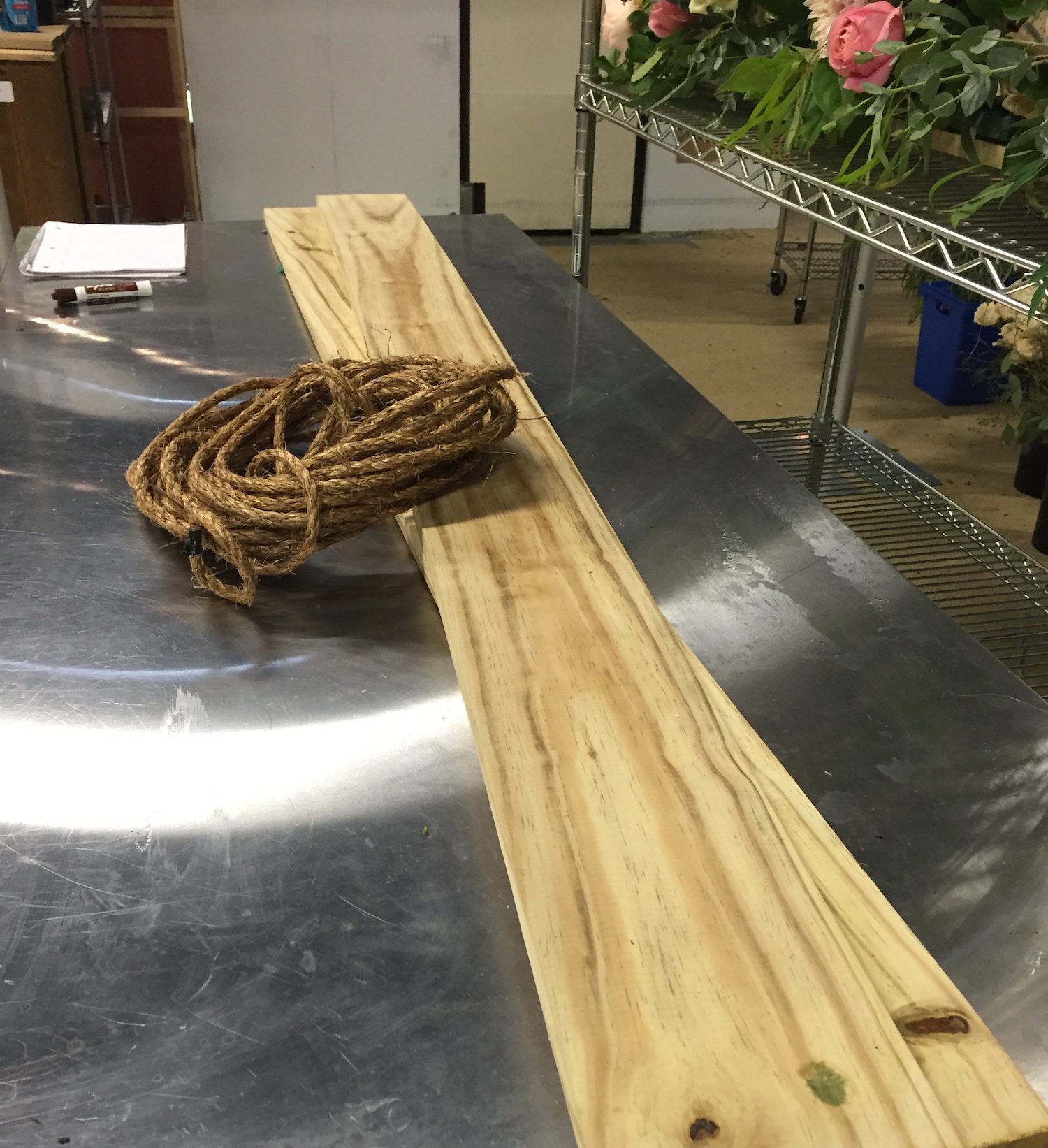 Oak planks and strength-certified rope