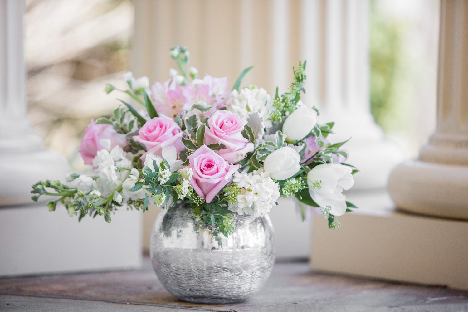 "Katie" with Tulips, Roses and Stock