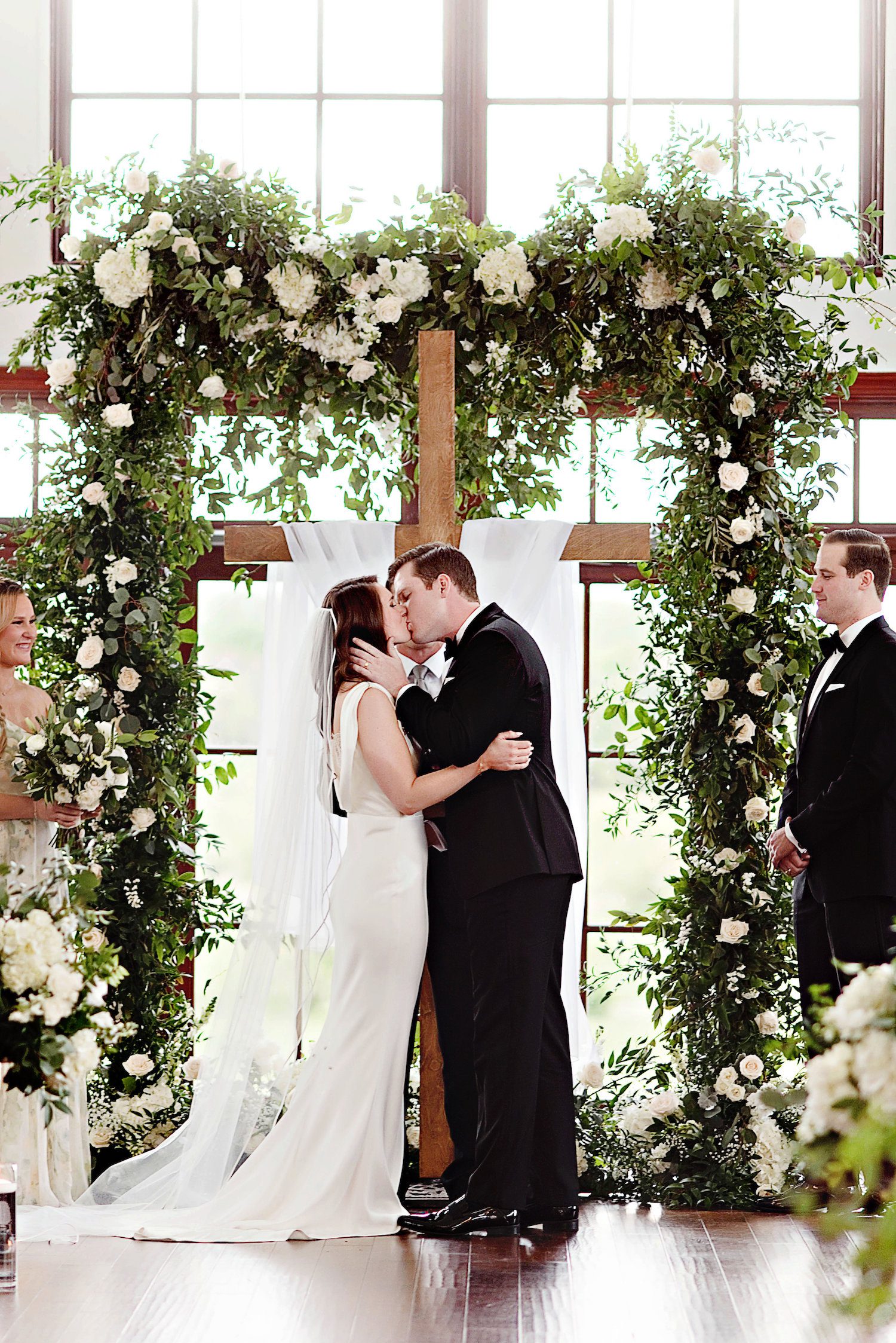 Indoor Ceremony at Raspberry Plain Manor in Leesburg, Virginia. Photographed by the Photography Smiths.