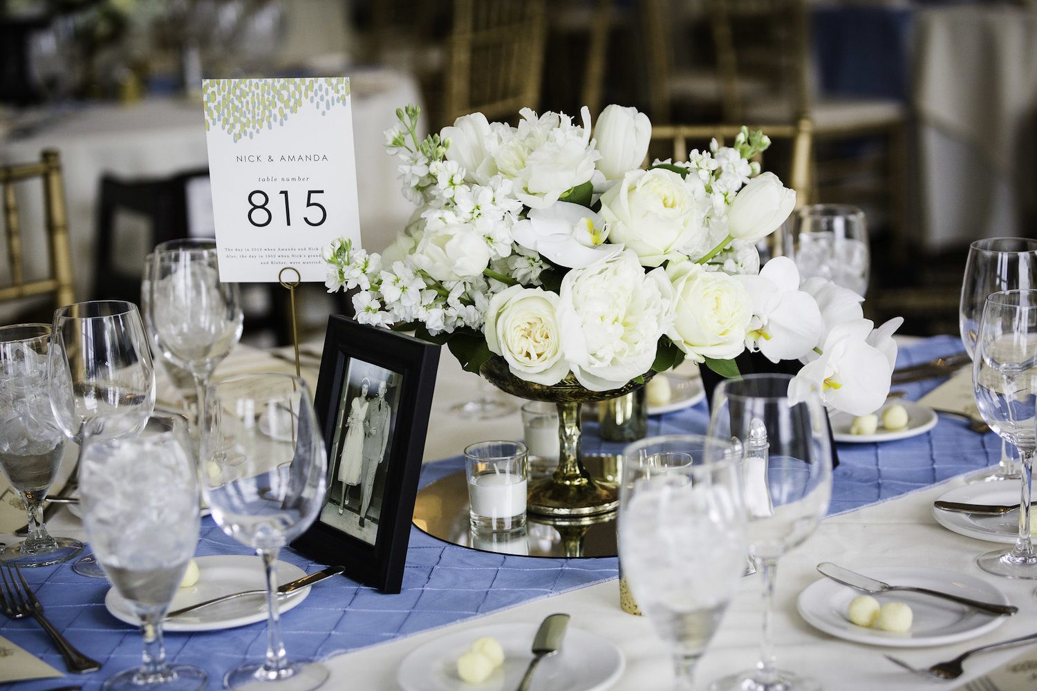 Orchids and Garden Roses at Trump National Golf Course. Photography by Steve and Lily Photography.