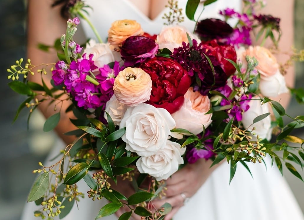 Purple, Pink, and White Wedding Flower Bouquet Custom Designed by J Morris Flowers